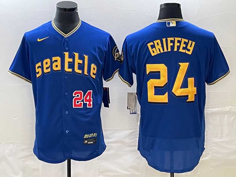 Men's Seattle Mariners #24 Ken Griffey Number Blue 2023 City Connect Flex Base Stitched Jersey,We sell and wholesale Men's Seattle Mariners #24 Ken Griffey Number Blue 2023 City Connect Flex Base Stitched Jersey on line form chian!
